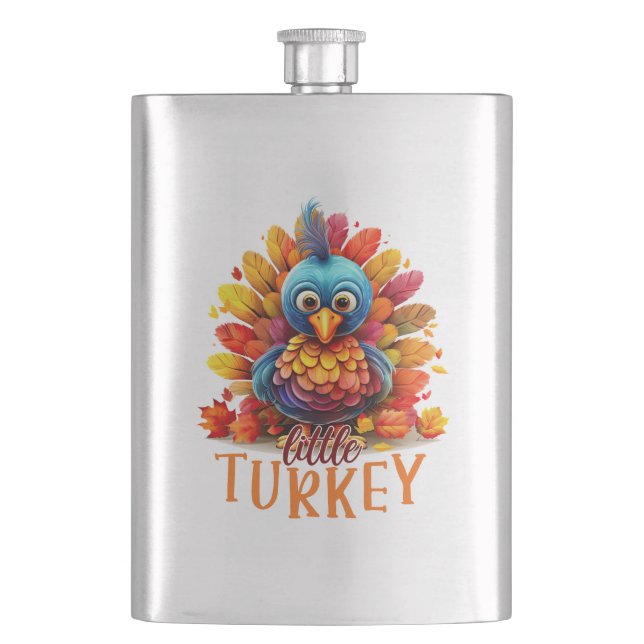 Cute Thanksgiving Turkey Hip Flask (Front)