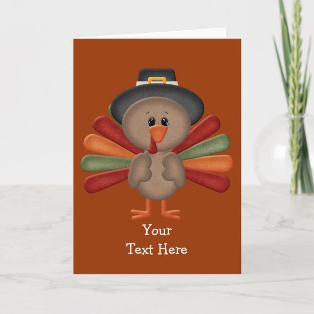 Cute Thanksgiving Turkey Holiday Card (Front)