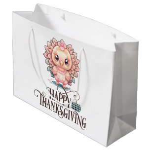 Cute Thanksgiving Turkey Large Gift Bag