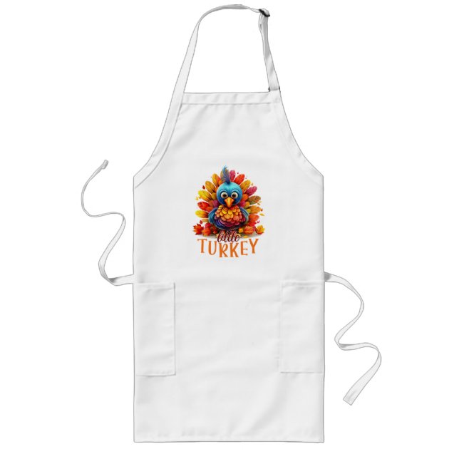 Cute Thanksgiving Turkey Long Apron (Front)