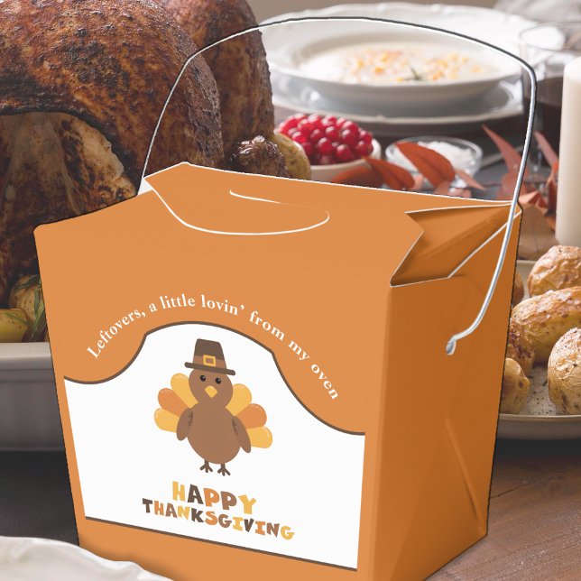 Cute Thanksgiving Turkey Orange Leftovers Take Out Favour Box (Creator Uploaded)