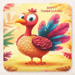 Cute Thanksgiving Turkey Paper Coaster