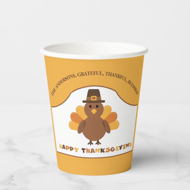 Cute Thanksgiving Turkey Paper Cups (Front)