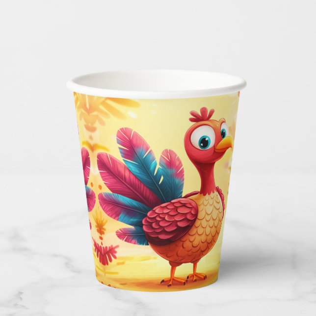 Cute Thanksgiving Turkey Paper Cups (Front)