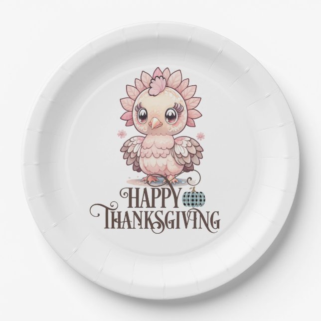 Cute Thanksgiving Turkey Paper Plate (Front)