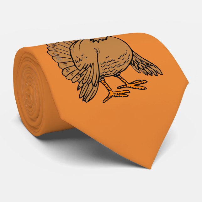 Cute Thanksgiving Turkey Pilgrim Orange Tie (Rolled)