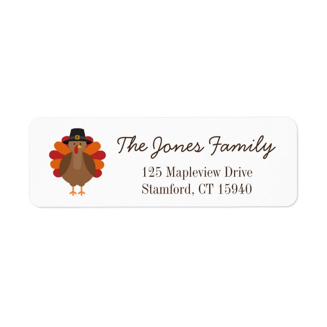 Cute Thanksgiving Turkey Return Address Label (Front)