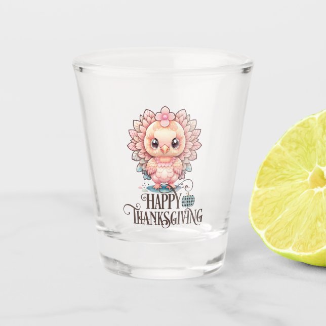 Cute Thanksgiving Turkey Shot Glass (Front)