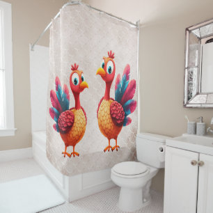 Cute Thanksgiving Turkey Shower Curtain