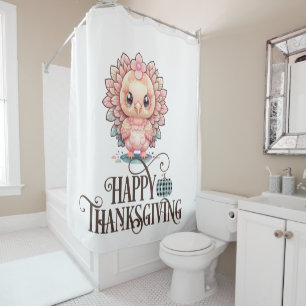 Cute Thanksgiving Turkey Shower Curtain