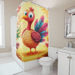 Cute Thanksgiving Turkey Shower Curtain