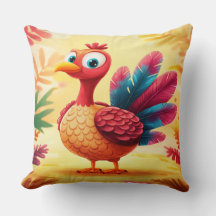 Cute Thanksgiving Turkey Throw Pillow