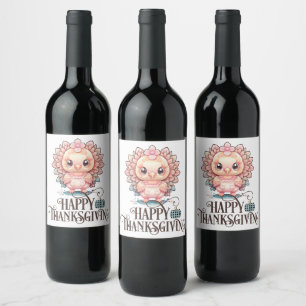 Cute Thanksgiving Turkey Wine Label