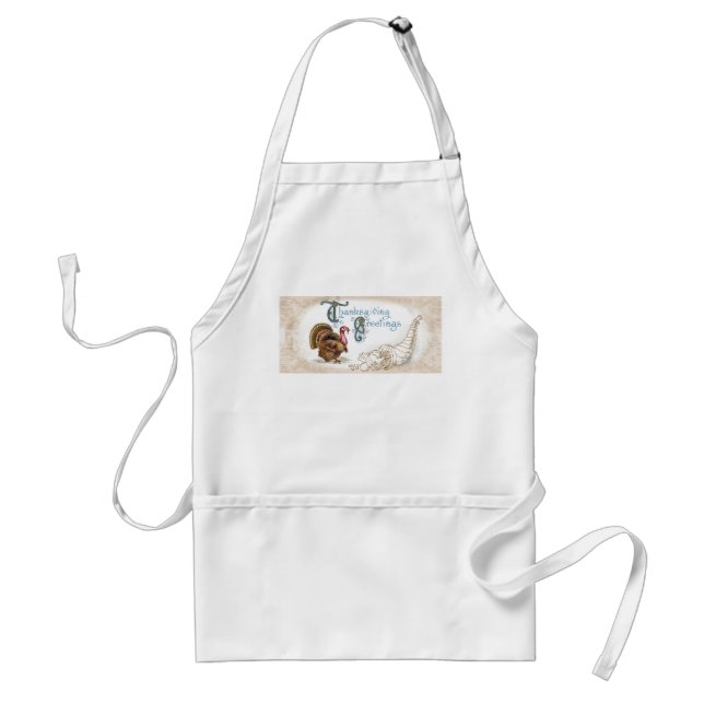 Cute Thanksgiving Turkey with Fall Leaves Standard Apron (Front)