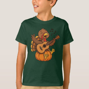 Cute Thanksgiving turkey with guitar T-Shirt