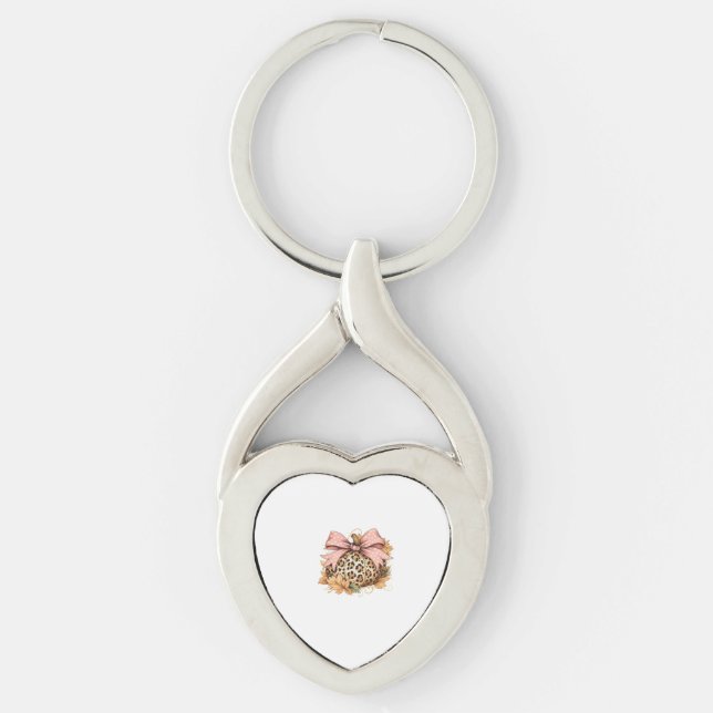 Cute Thanksgiving Turkey with Sparkling Feathers C Key Ring (Front)