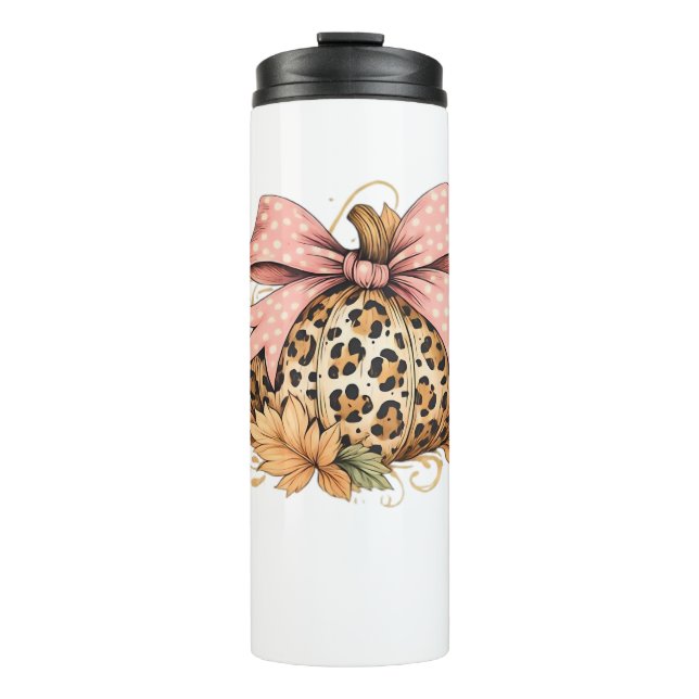 Cute Thanksgiving Turkey with Sparkling Feathers C Thermal Tumbler (Front)