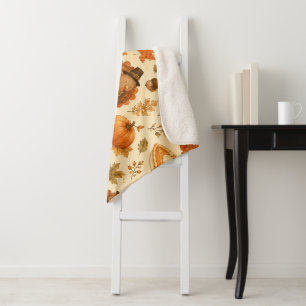 Cute Thanksgiving Watercolor Pattern with Turkeys Sherpa Blanket