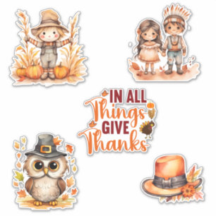 Cute Thanksgiving Watercolor Stickers