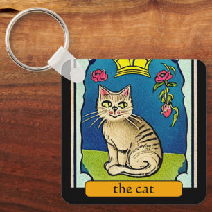 Cute The Cat Tarot Card Fortune Teller Funny Fun  Key Ring