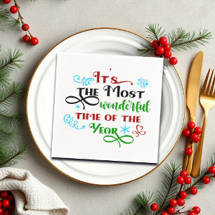 Cute 'The Most Woderful Time' Christmas Napkin
