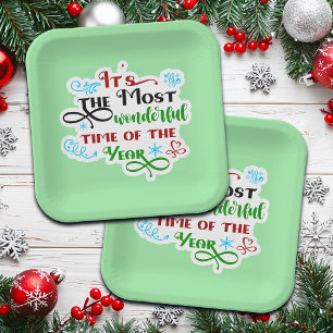 Cute 'The Most Woderful Time' Christmas Paper Plate