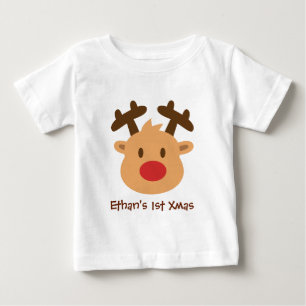 Cute the red nosed reindeer 1st Xmas Baby T-Shirt