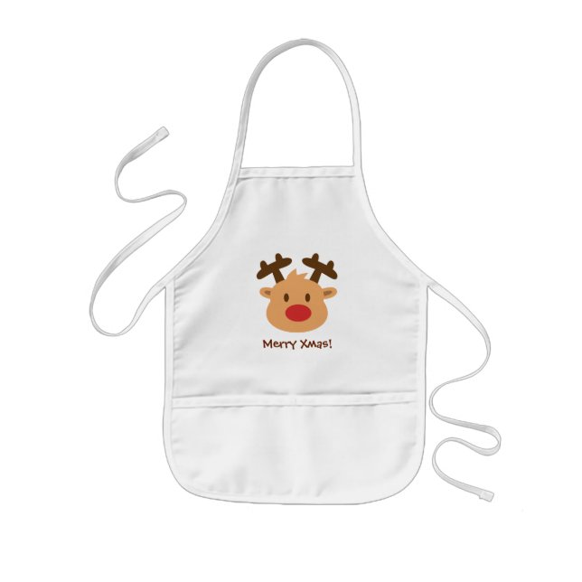 Cute the red nosed reindeer For Kids Kids Apron (Front)