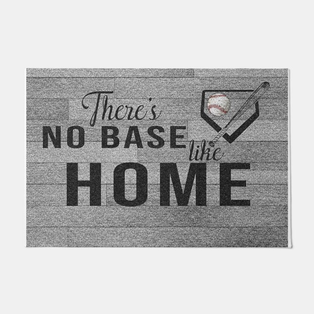 Cute There's No Base Like Home Mat, Sports Doormat (Front)