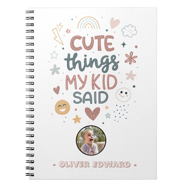 Cute Things My Kid Said Playful Typography Notebook (Front)