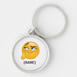 Cute Thinking Emoji Funny Smirking Face Golf Balls Key Ring