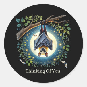 cute thinking of you customisable bat classic round sticker