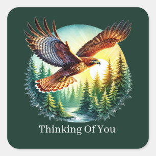 cute thinking of you customisable eagle square sticker