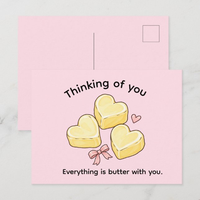 Cute Thinking of You Everything is Butter With You Postcard (Front/Back)