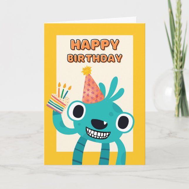Cute Third Birthday for Child with Creature Card (Front)