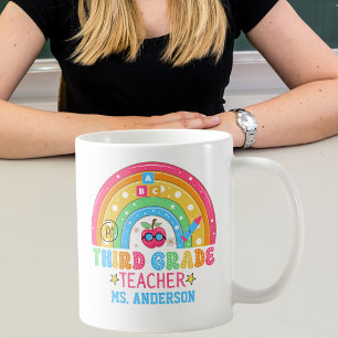 Cute Third Grade Teacher Personalised Colourful Coffee Mug