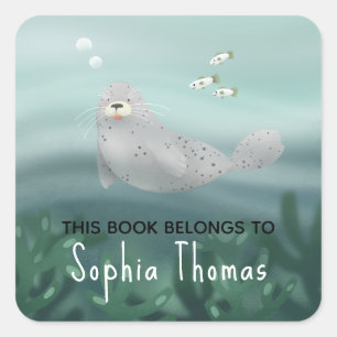 Cute 'This Book Belongs' Ocean Seal Kids Bookplate