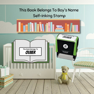 Cute This Book Belongs To Boy's Name  Self-inking Stamp