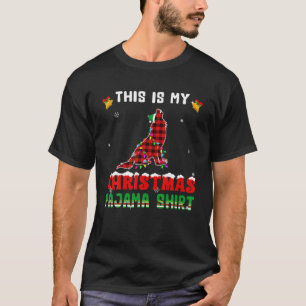 Cute This Is My Christmas Lights Pajama Wolf Red P T-Shirt