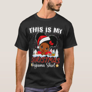 Cute This Is My Christmas Pajama Black African Ame T-Shirt