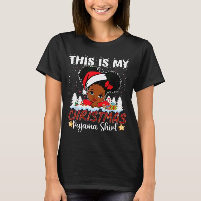 Cute This Is My Christmas Pajama Black African Ame T-Shirt (Front)