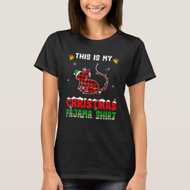 Cute This Is My Christmas Pajama  Rat Red Plaid T-Shirt (Front)