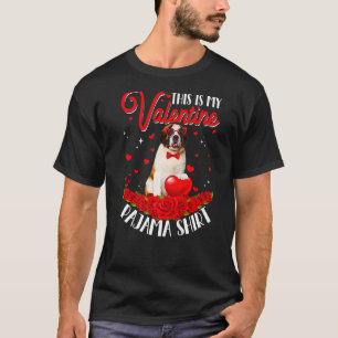 Cute This Is My Valentine Pajama Bernard Dog Heart T-Shirt