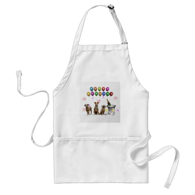 Cute Three Dogs Wishing Happy New Year 2016 Standard Apron (Front)