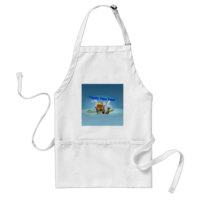 Cute Three Dogs Wishing Happy New Year 2016 Standard Apron (Front)