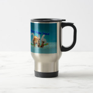 Cute Three Dogs Wishing Happy New Year 2016 Travel Mug