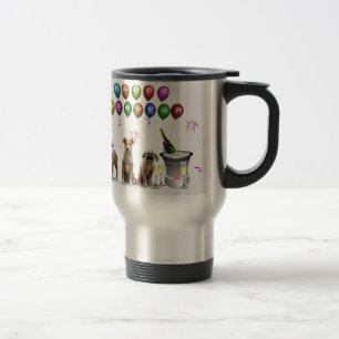 Cute Three Dogs Wishing Happy New Year 2016 Travel Mug