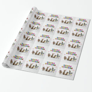 Cute Three Dogs Wishing Happy New Year 2016 Wrapping Paper