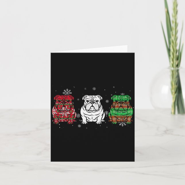 Cute Three English Bulldog Christmas For Women Men Card (Front)
