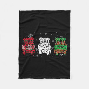 Cute Three English Bulldog Christmas For Women Men Fleece Blanket